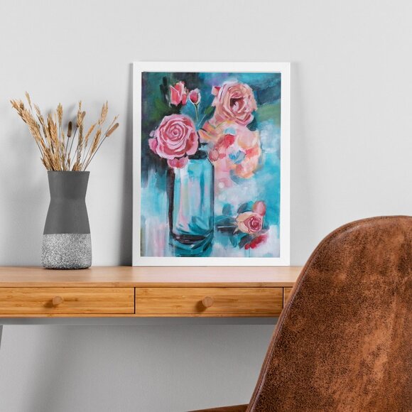 Original Painting Floral in Vase Abstract Realism Wall Art - Picture 2 of 2